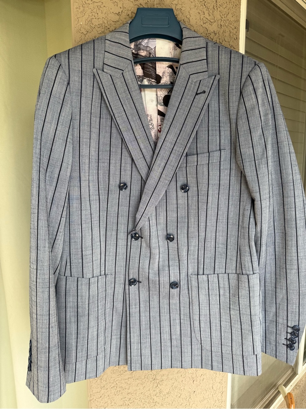 Paisley & Gray Light blue Pinstripe Double-Breasted Blazer